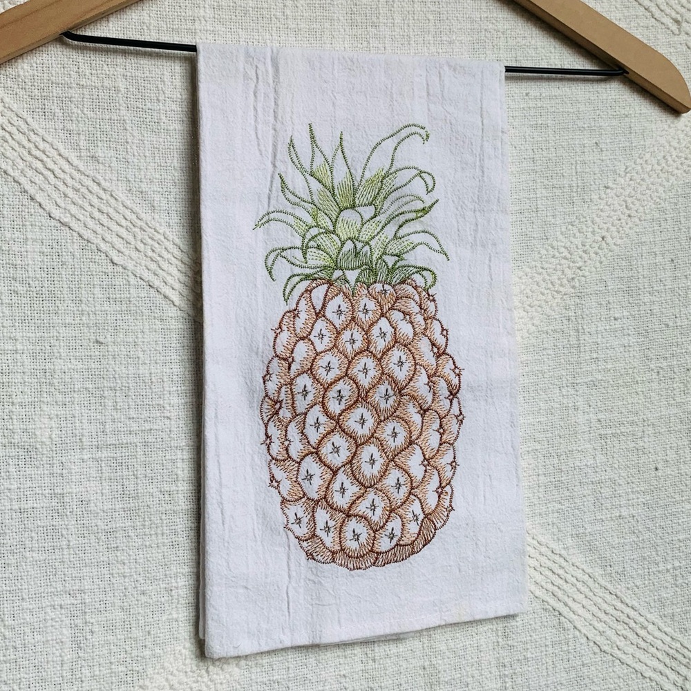 Decorative Embroidered Cotton Pineapple Flour Sack Dish Hand Tea Towel Home Art
